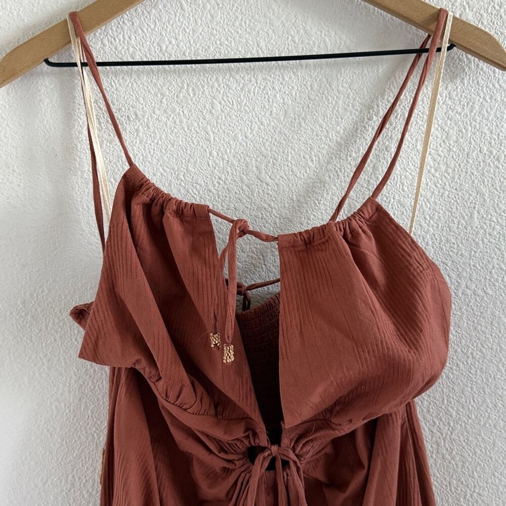 Free People Boho Elegant Rust Brown Dress Medium - Picture 2 of 7